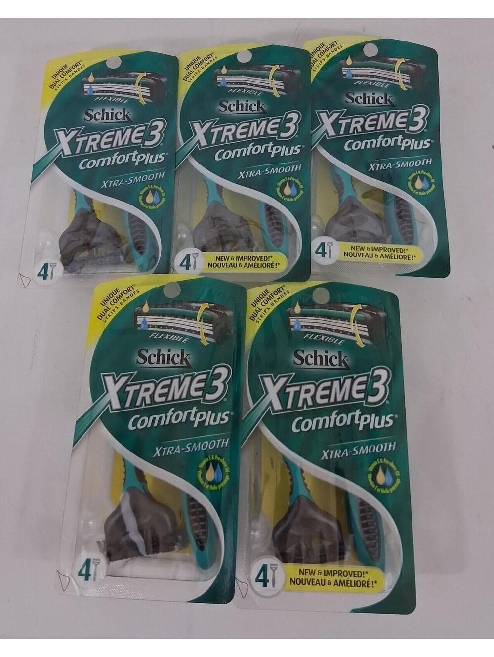 Schick XTREME 3 Comfort PLUS Xtra-Smooth Lot 5 Packages 4 Shavers Each Brand-NEW